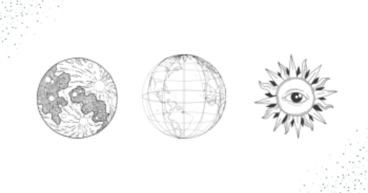 月、太陽、地球の3つの天室グループ